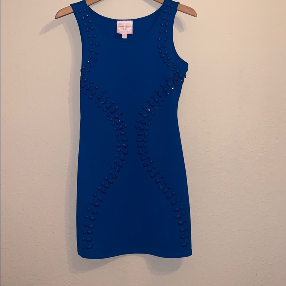 Romeo & Juliet couture royal blue mini dress